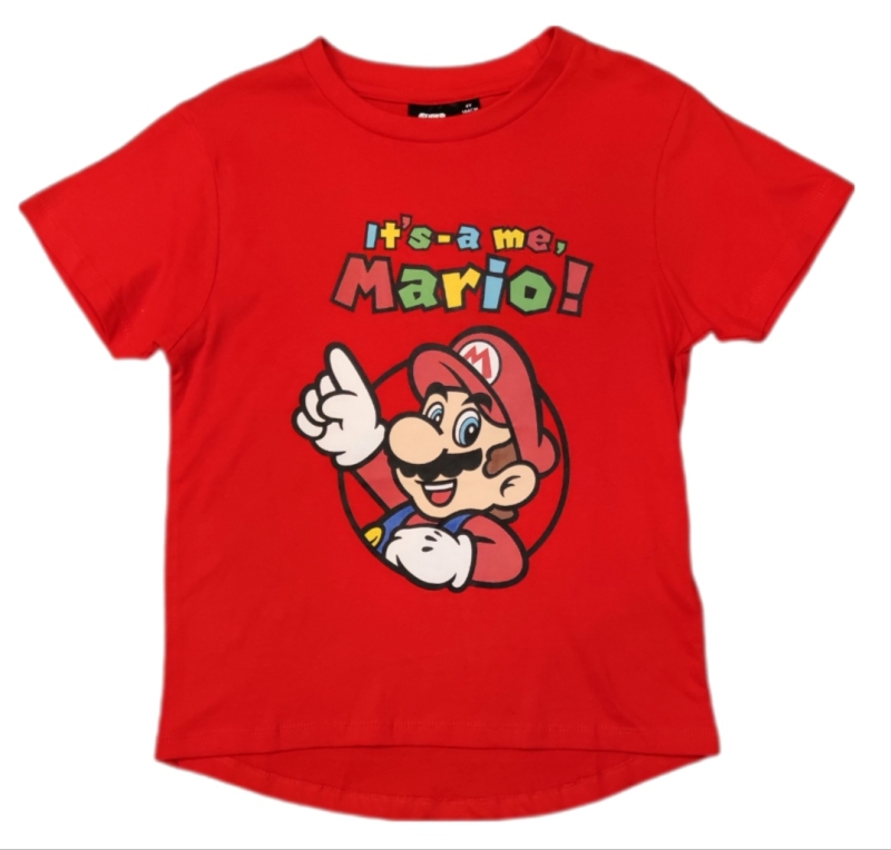 T-Shirt mit Mario Aufdruck von den Super Mario Brothers. Das Shirt ist Rot und trägt zudem den bekannten Mario Spruch: "It´s me, Mario".
